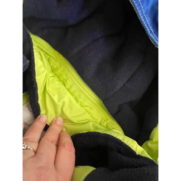 Weatherproof kids toddler jacket sz 2T neon green and blues removable hood - Picture 14 of 15